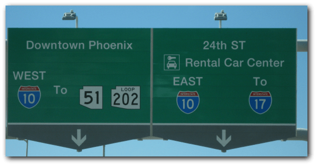 freeway exit sign Phoenix AZ